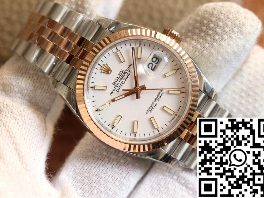 Rolex M126231-0017 White Datejust Factory EW Rose Dial Gold 0123